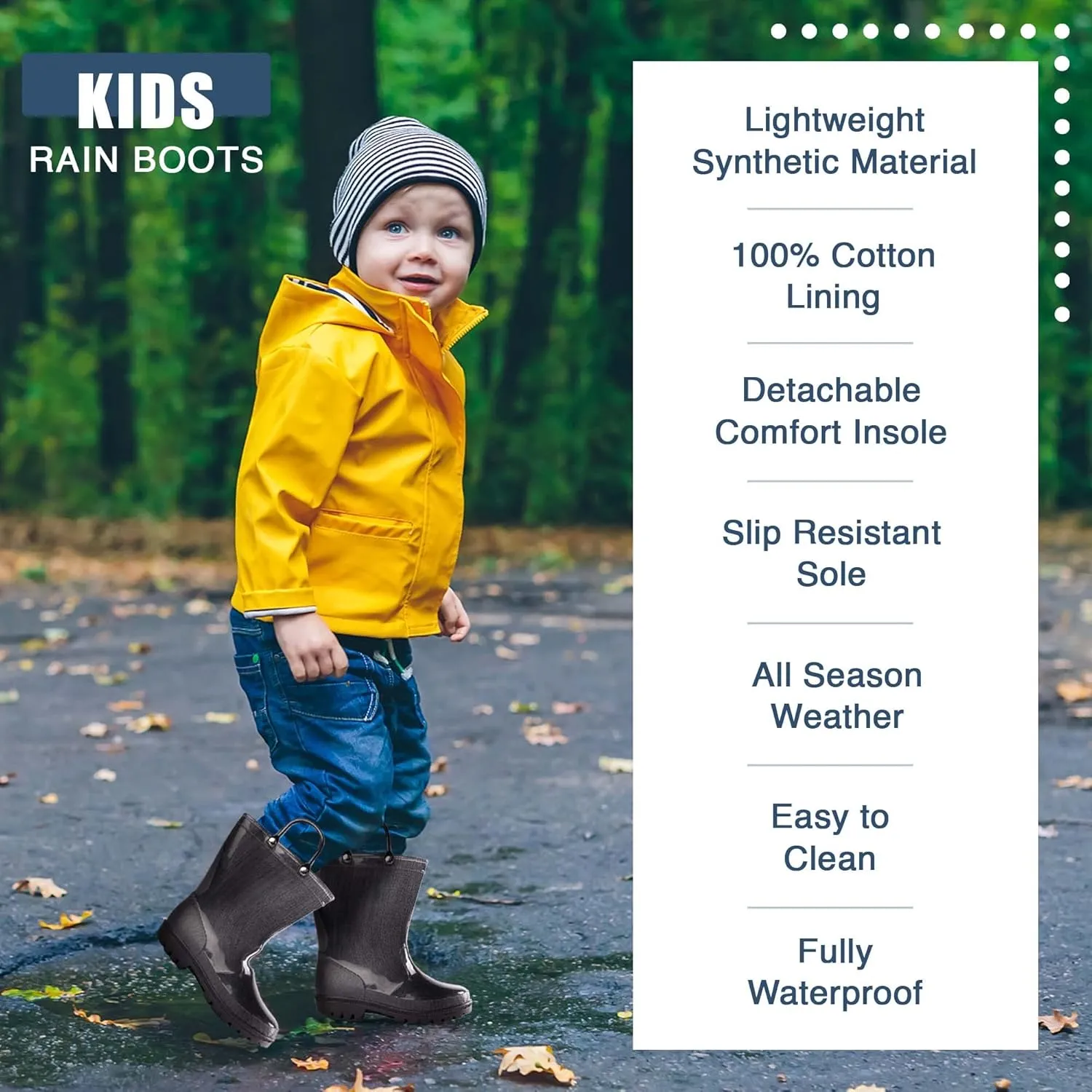 NORTY PVC Rain Boots for Kids - Waterproof PVC Boots Boys and Girls Solid & Printed Rainboots for Toddlers and Kids