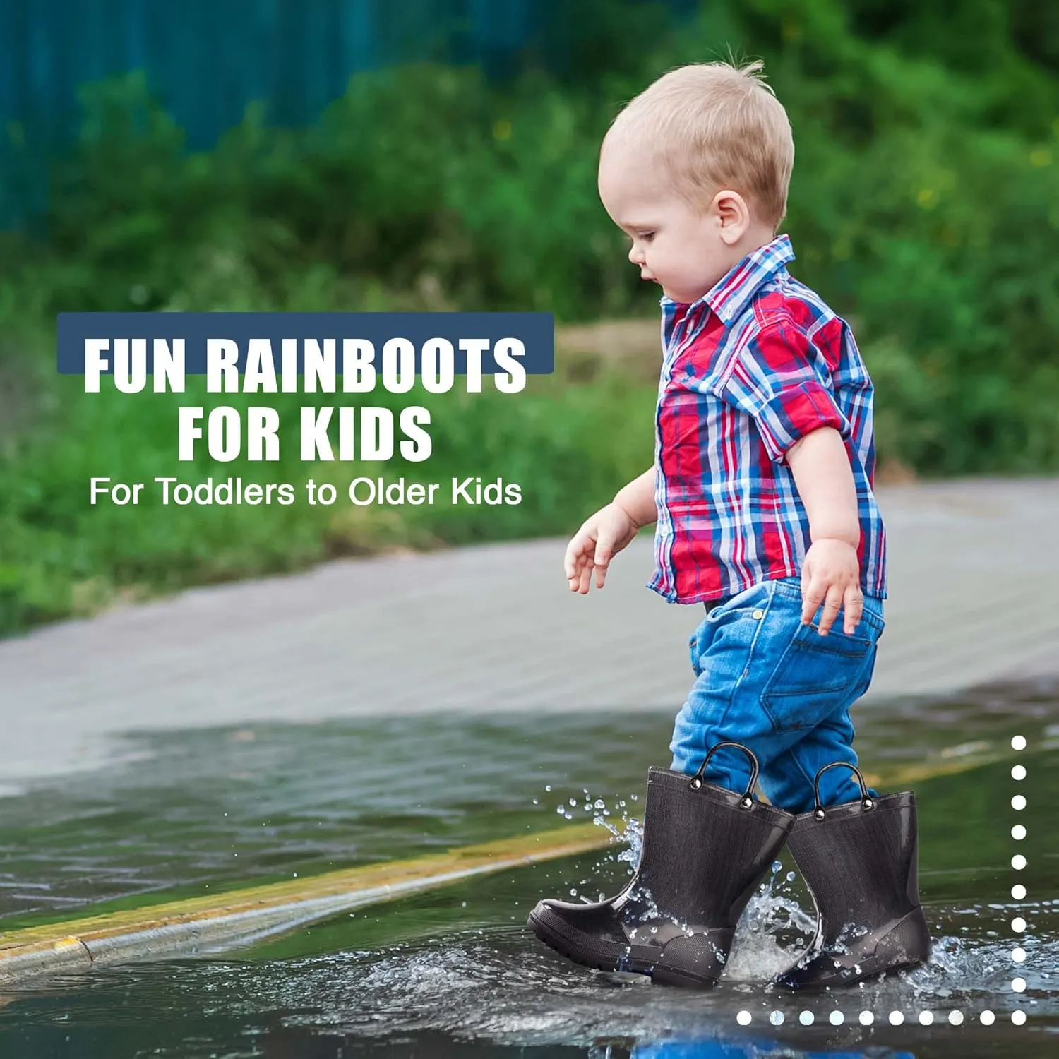 NORTY PVC Rain Boots for Kids - Waterproof PVC Boots Boys and Girls Solid & Printed Rainboots for Toddlers and Kids