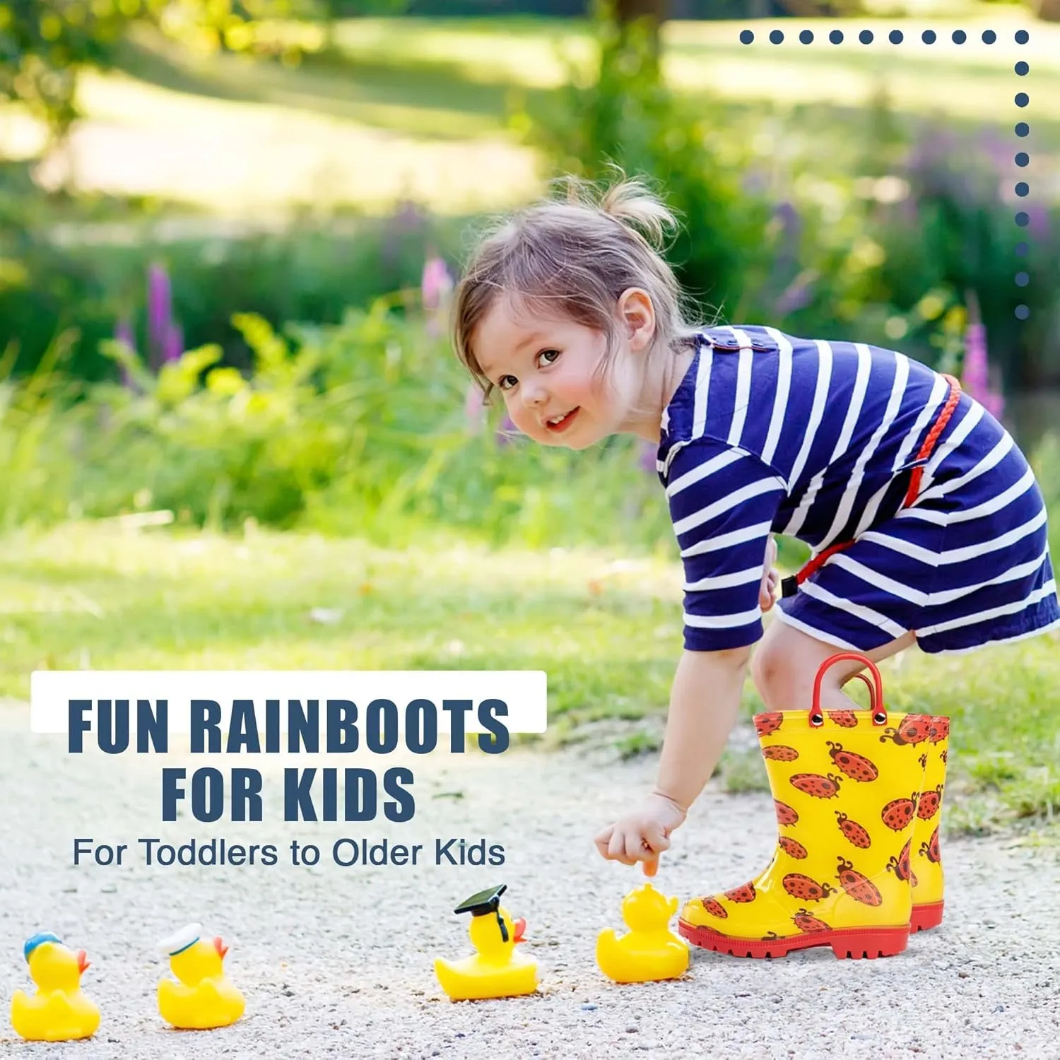 NORTY PVC Rain Boots for Kids - Waterproof PVC Boots Boys and Girls Solid & Printed Rainboots for Toddlers and Kids