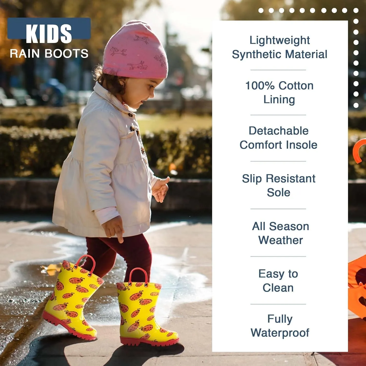 NORTY PVC Rain Boots for Kids - Waterproof PVC Boots Boys and Girls Solid & Printed Rainboots for Toddlers and Kids