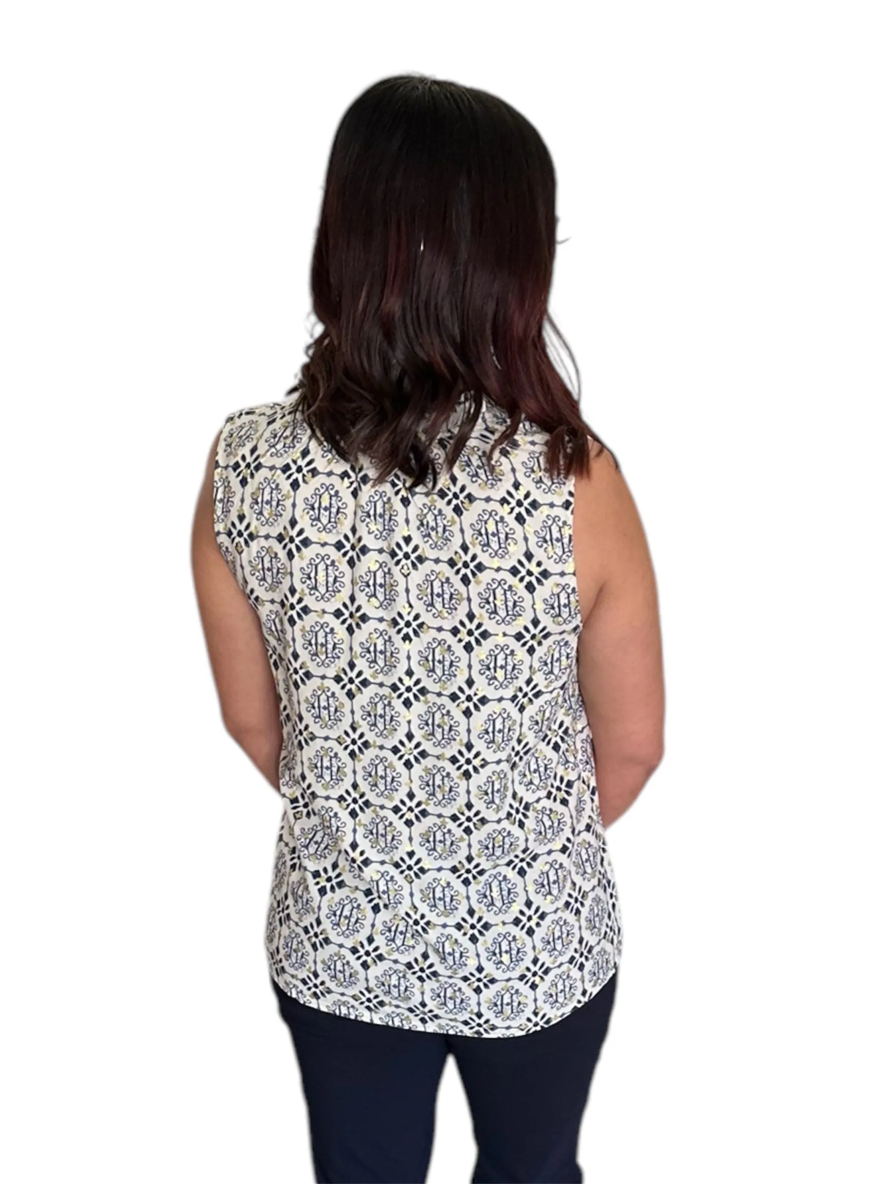 Ornament Printed Sleeveless Top