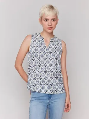 Ornament Printed Sleeveless Top