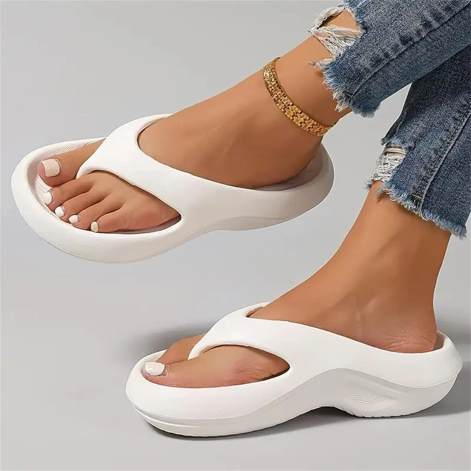 Orthopedic Sandals for Women Comfortable Flip Flops with Arch Support for Women Plantar Fasciitis Womens Pillow Soft Recovery Thong Sandals Dressy Slip On Summer Beach Shoes