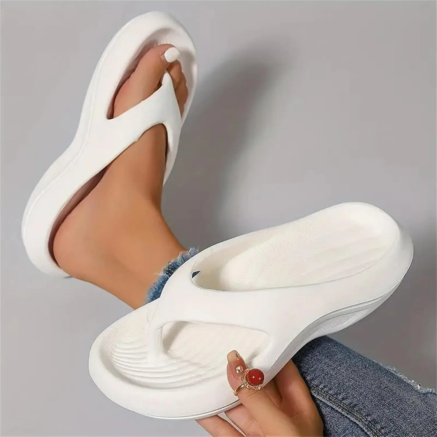 Orthopedic Sandals for Women Comfortable Flip Flops with Arch Support for Women Plantar Fasciitis Womens Pillow Soft Recovery Thong Sandals Dressy Slip On Summer Beach Shoes