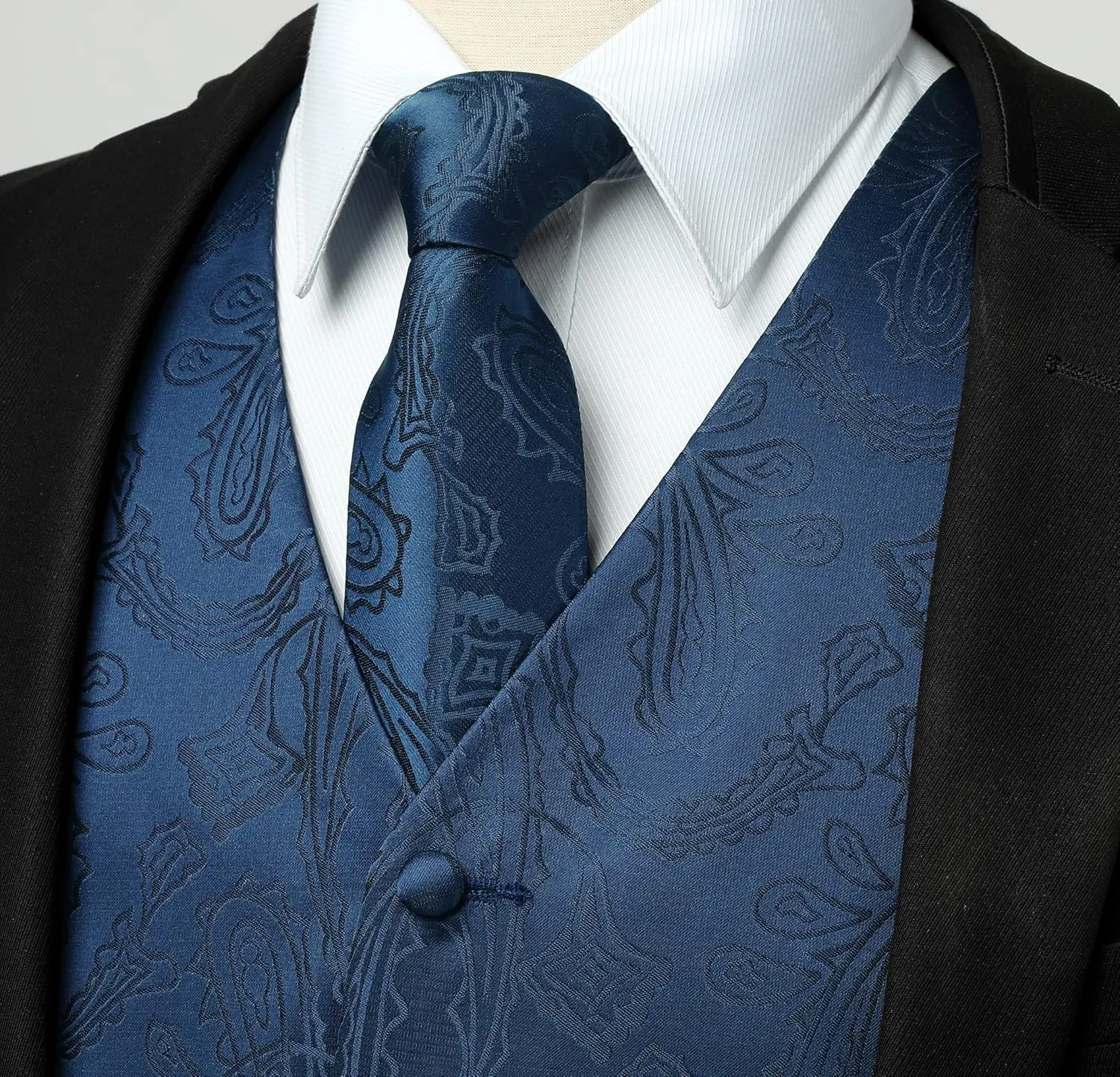 Paisley Vest and Tie Sets for Men Formal Floral Jacquard Suit Vests Ties Pocket Square Cufflinks 5PCS Tuxedo Waistcoat