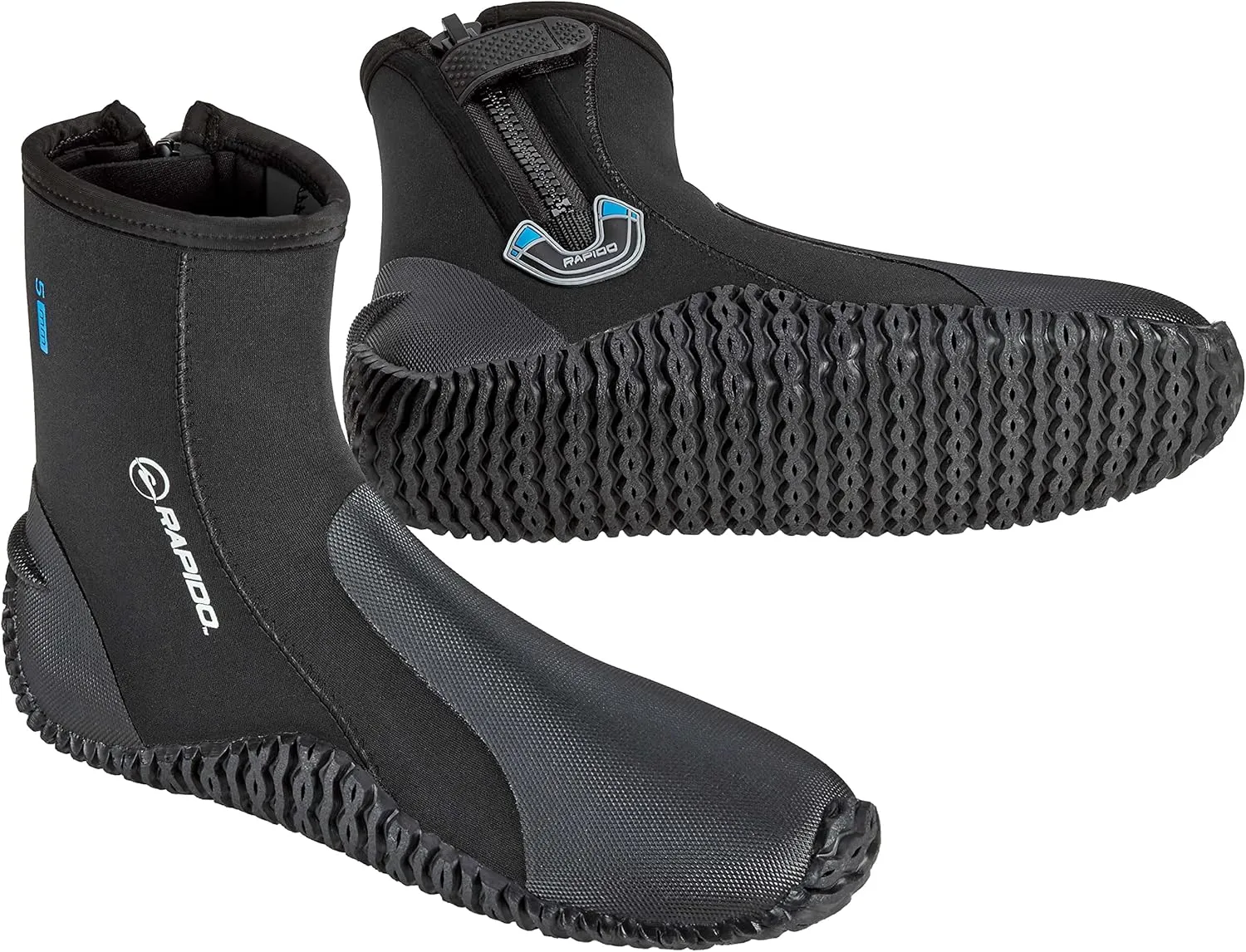Phantom Aquatics Rapido Boutique Collection Wise Neoprene Wetsuit Zipper Dive Boot, Great Scuba Diving Snorkeling Surf Boots | Anti-Slip Rubber Sole Booties for Men and Women (3mm / 5mm / 7mm)