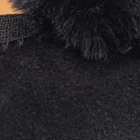 Pom Pom Ballerina - Black Suede