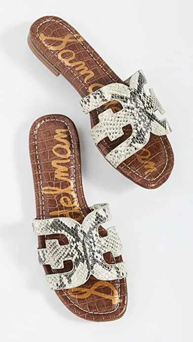 Sam Edelman Bay Beach Multi Print Open-Toe Slip-On Leather Flats Slides Sandals