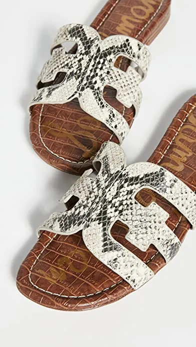 Sam Edelman Bay Beach Multi Print Open-Toe Slip-On Leather Flats Slides Sandals