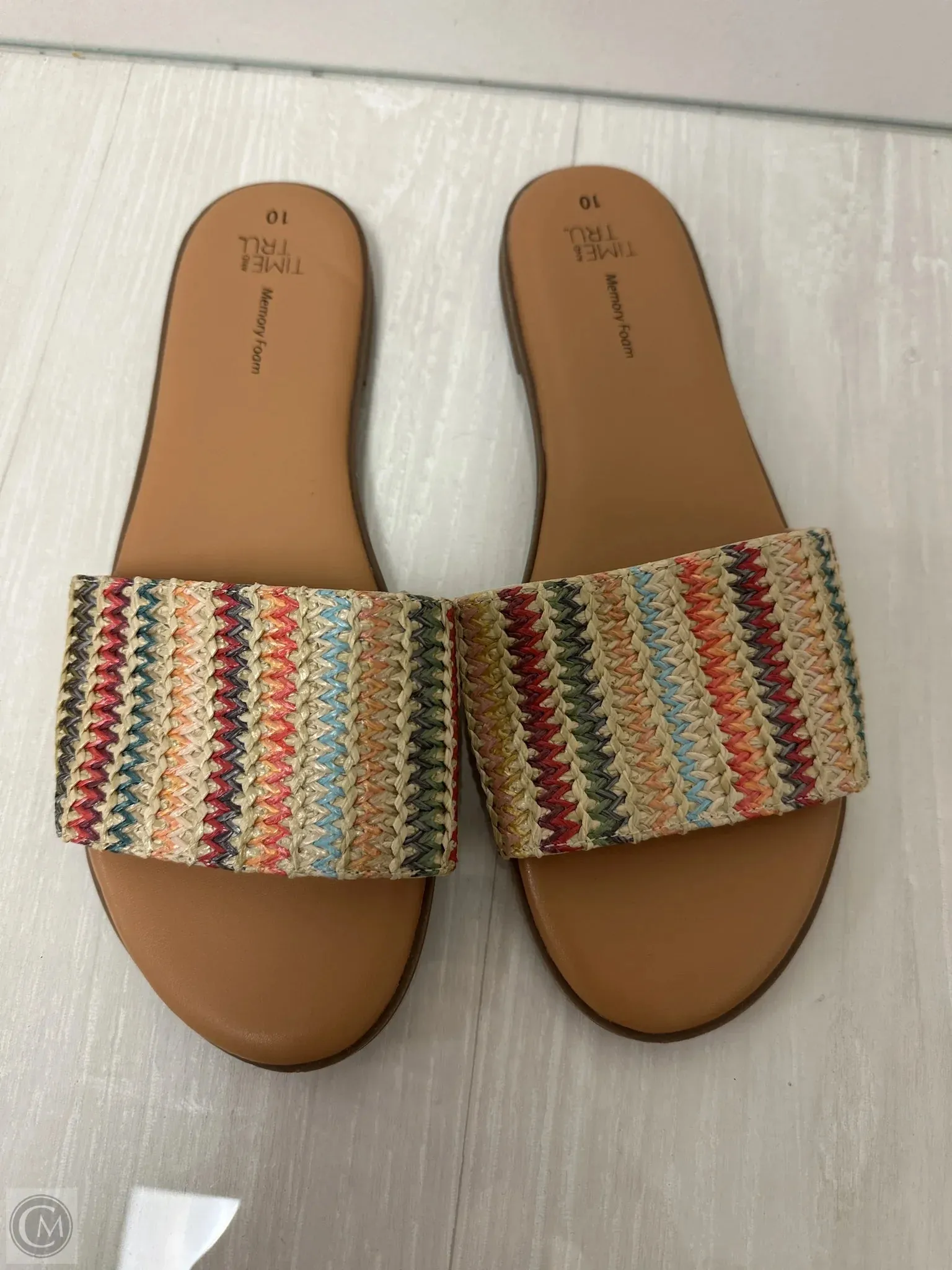Sandals Flats By Time And Tru In Multi-colored, Size: 10