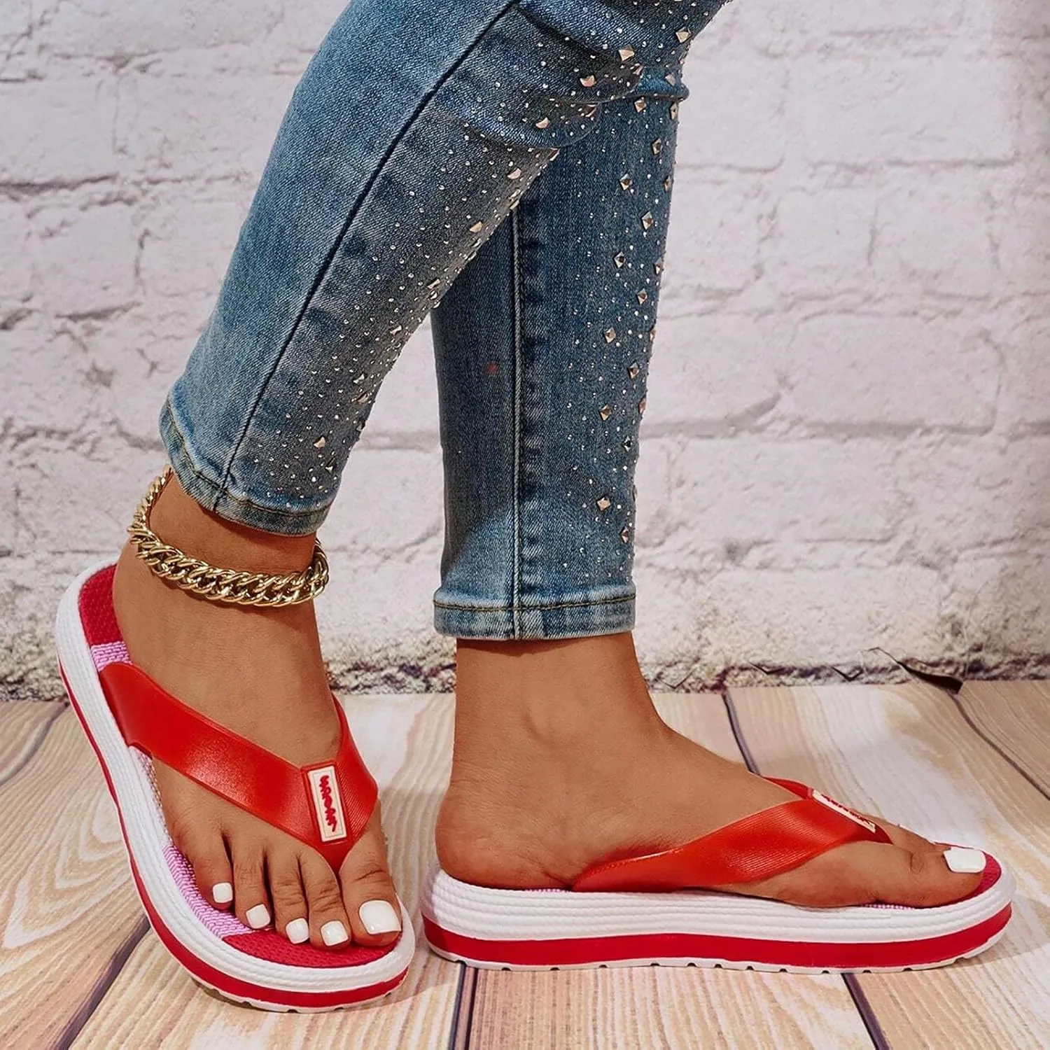 Sandals Slip On Indoor Outdoor Platform Flip Flops For Women Cushioned Thong Sandals With Soft Eva Foam Insole