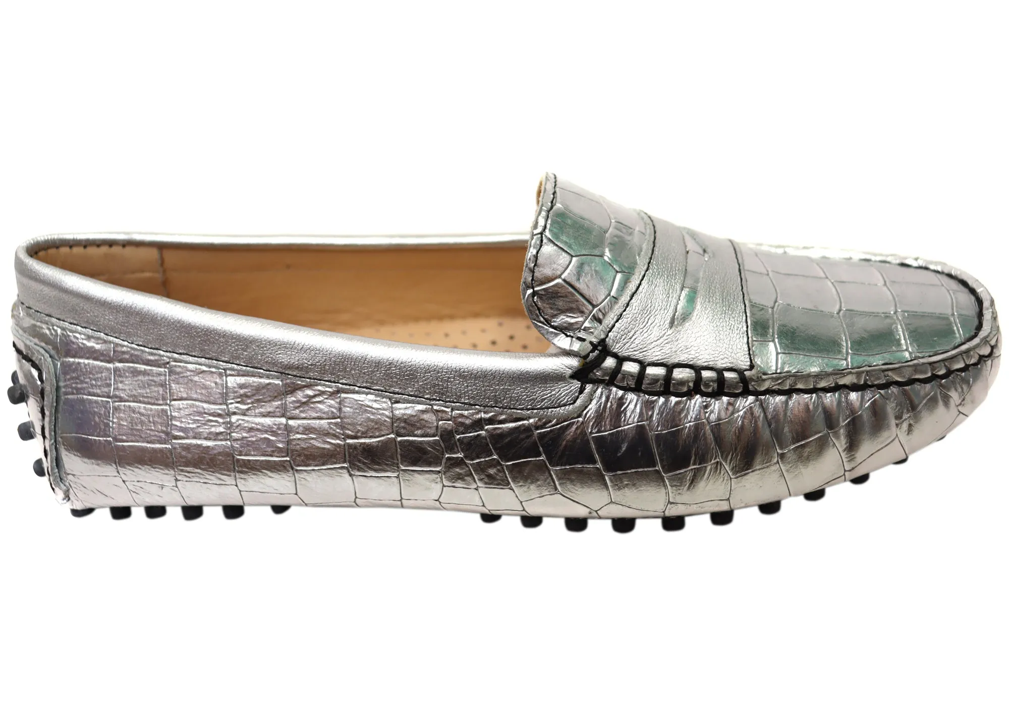 Savelli Stephanie Womens Comfort Leather Loafer Shoes Made In Brazil
