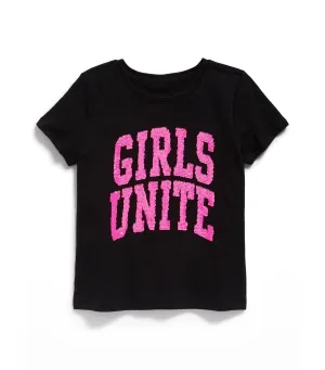 Short-Sleeve Flip-Sequin Graphic T-Shirt for Girls - Black Jack