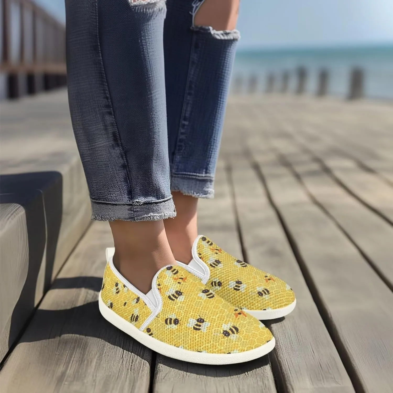 Slip On Shoes for Women Stylish Casual Sneakers Loafers Comfort Zero Drop Flat Walking Sneakers Lightweight Gym Workout Running