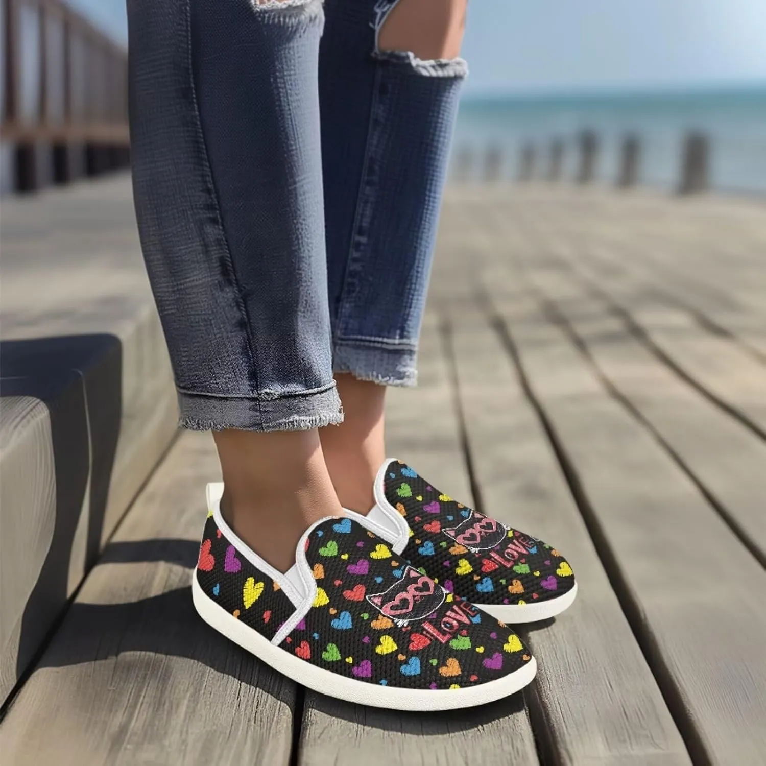 Slip On Shoes for Women Stylish Casual Sneakers Loafers Comfort Zero Drop Flat Walking Sneakers Lightweight Gym Workout Running