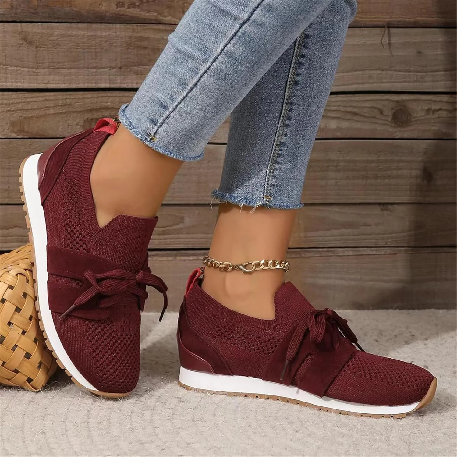 Slip On Sneakers Women Arch Support Running Shoes Non Slip Walking Shoes Lightweight Fashion Gym Workout Tennis Shoes