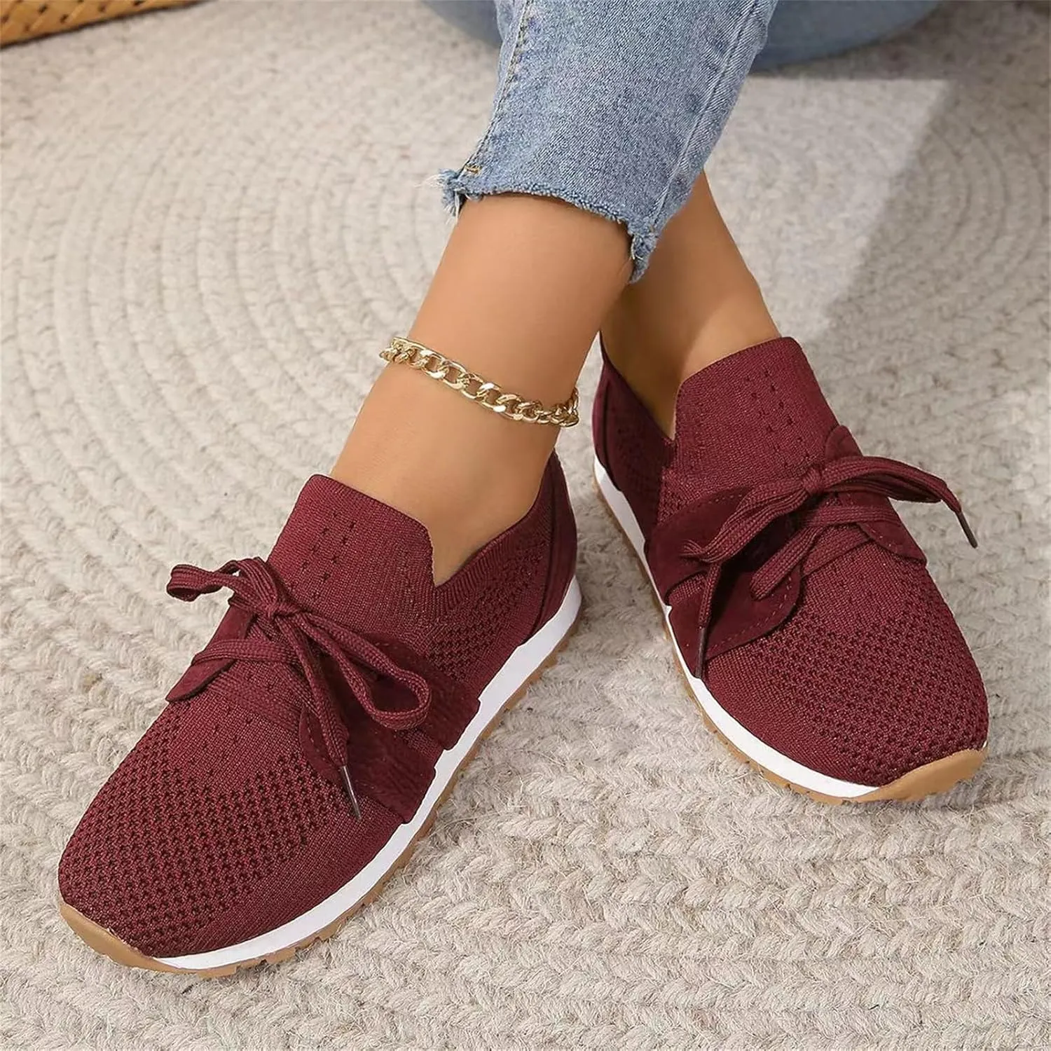Slip On Sneakers Women Arch Support Running Shoes Non Slip Walking Shoes Lightweight Fashion Gym Workout Tennis Shoes