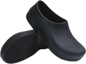 Slip Resistant Shoes for Kitchen/Chef/Garden/Nurse Non Slip Work Shoes for Men & Women Durable & Comfortable Black Clogs for Professional Safety(6-11Men/8-12.5Women)