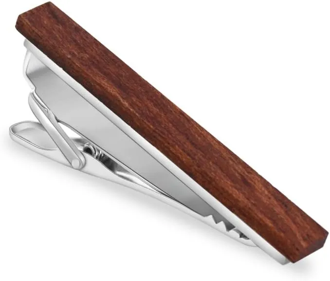 Smart Men's Wood Tie Clip Natural Tie Bar 2.1 Inch in Gift Box