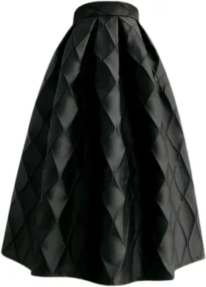Spring Autumn Vintage Elegant Women Striped Jacquard High Waisted Long Pleated Skirt