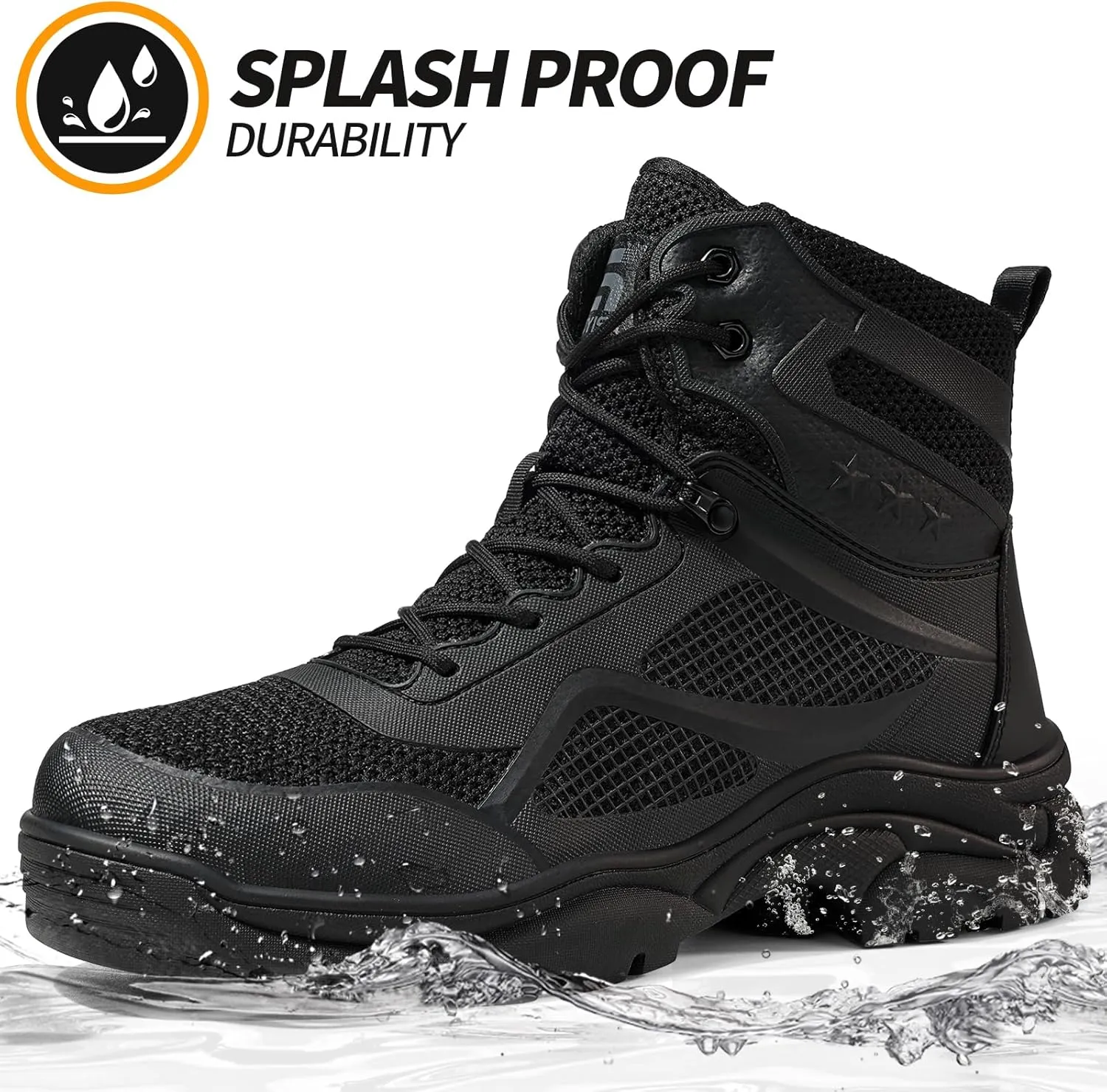 Steel Toe Boots for Men Work Boots for Men Breathable High Top Work Shoes Lightweight Indestructible Safety Shoes Industry Construction Safety Footwear