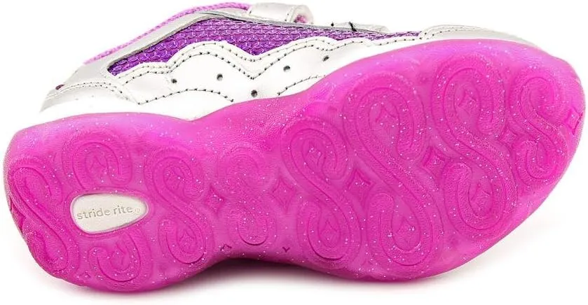 Stride Rite Baby Girl's Disney Wish Lights Anna & Elsa H&L (Toddler) Magenta/Silver Sneaker 7.5 Toddler M