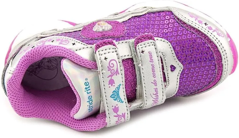 Stride Rite Baby Girl's Disney Wish Lights Anna & Elsa H&L (Toddler) Magenta/Silver Sneaker 7.5 Toddler M