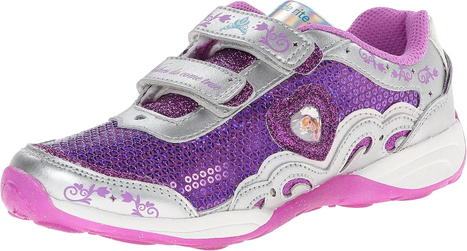 Stride Rite Baby Girl's Disney Wish Lights Anna & Elsa H&L (Toddler) Magenta/Silver Sneaker 7.5 Toddler M
