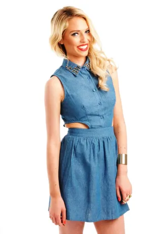 Studded Denim Dress