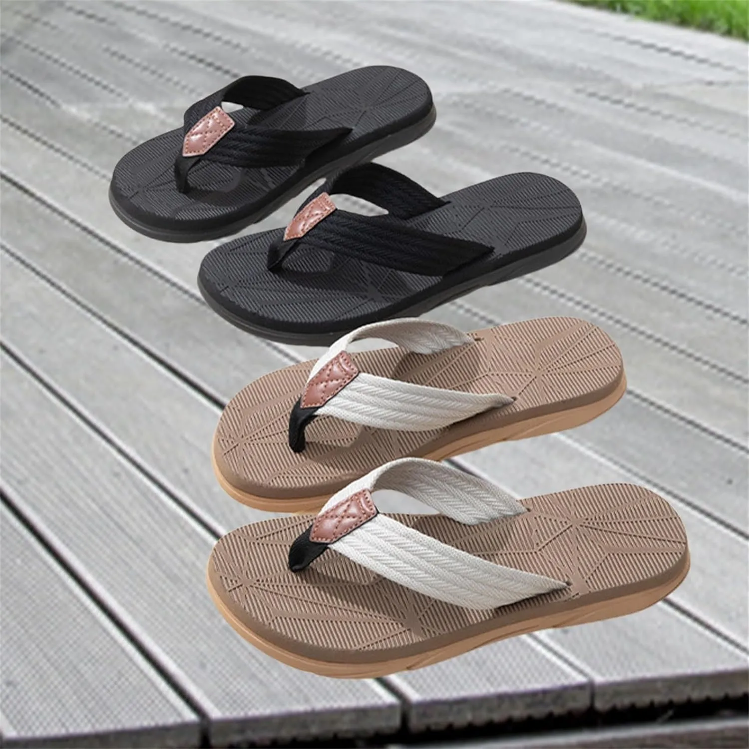 Summer Beach Flip Flops for Mens Comfort Thong Slippers Open-Toe Shoes Outdoor Water Resistant Lightweight Sandals