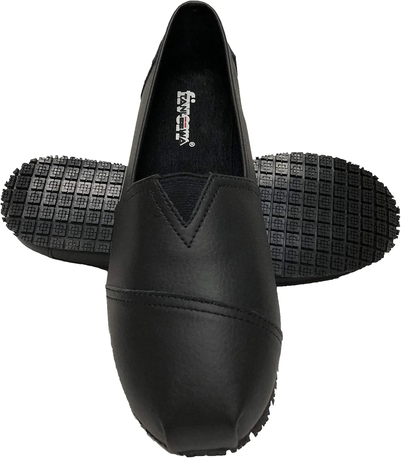 Tanleewa Slip and Oil Resistant Non Slip Work Shoes PU Leather Upper Durable Shoes for Women