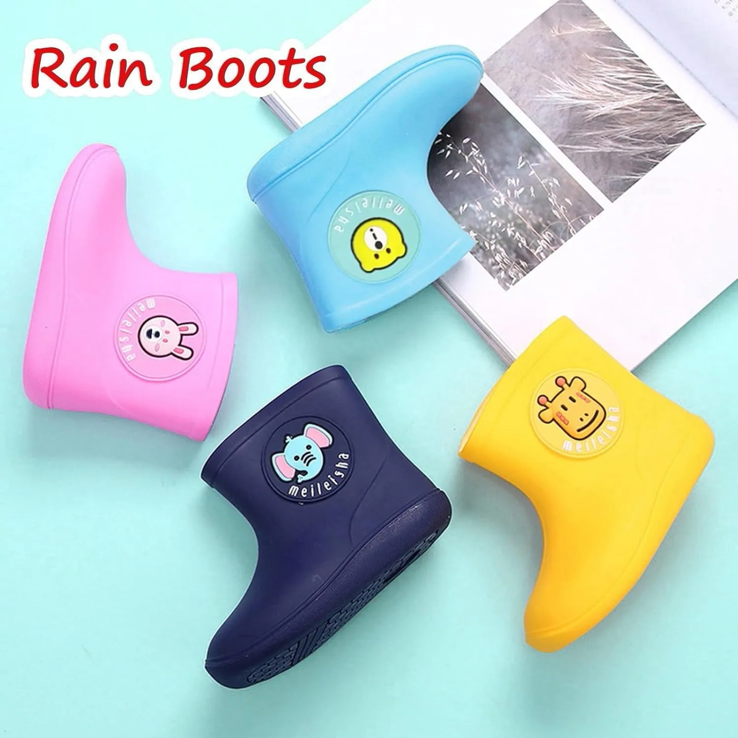 Toddler Boys Girls artoon Rubber aterproof Rain Non Slip Rain Boots Kids for 1 to 6 Years Old Kids Baby Shoes