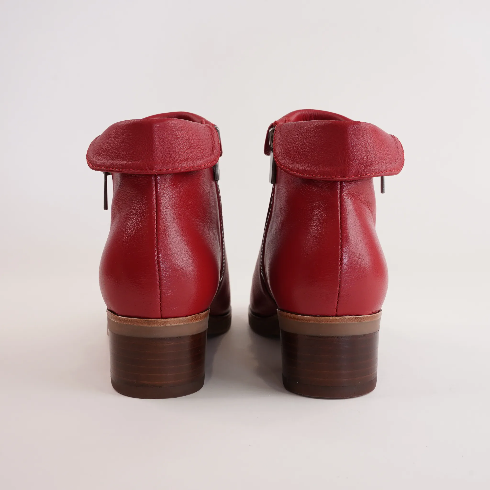 Twotimes Dark Red Leather Ankle Boots