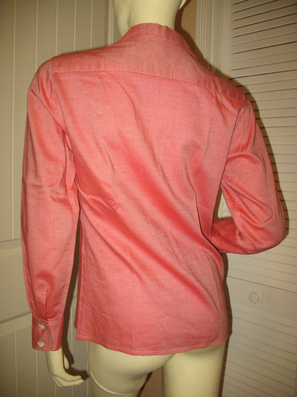 Walter Voulaz Made In Italy New Womens Long Sleeve Button Down Shirt Polo Top Red Orange Medium Business Attire