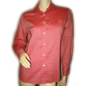 Walter Voulaz Made In Italy New Womens Long Sleeve Button Down Shirt Polo Top Red Orange Medium Business Attire