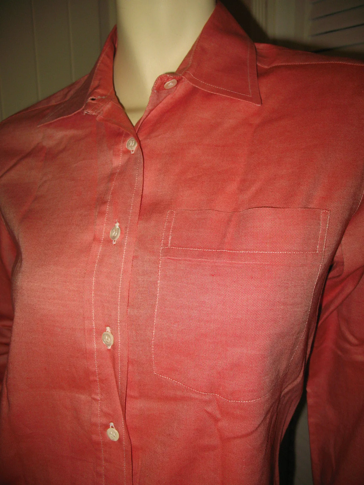 Walter Voulaz Made In Italy New Womens Long Sleeve Button Down Shirt Polo Top Red Orange Medium Business Attire