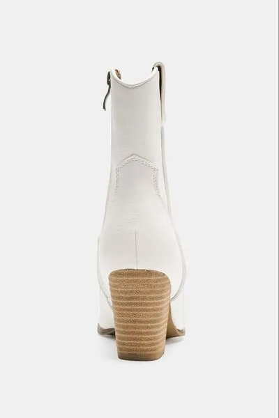 Western Comfort Faux Leather Block Heel Boots with Zippers