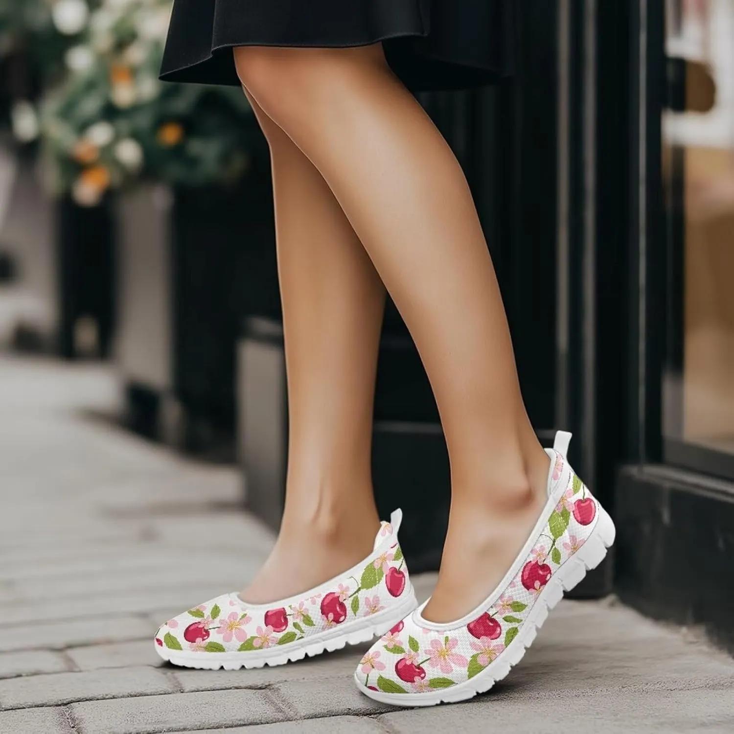 Women's Art Pattern Casual Loafers Slip On Flying Mesh Walking Shoes Comfortable Lightweight Ladies Outdoor Travel Shoes US Size 6-11