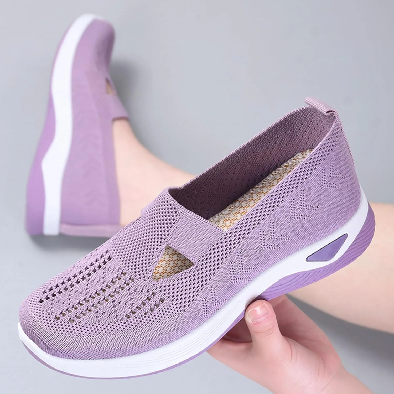 Womens Canvas Slip On Shoes Casual Walking Sneakers Lightweight Flat Fashion Comfortable Elastic Loafers Non Slip