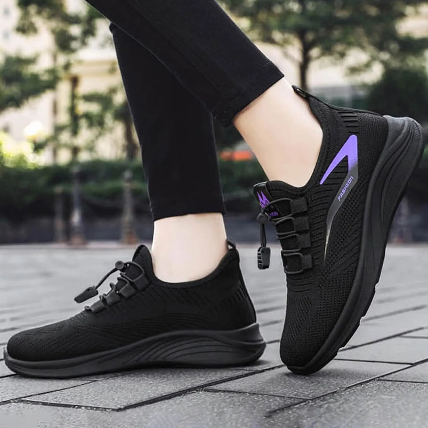 Womens Slip On Running Shoes Casual Non Slip Walking Shoes Lightweight Breathable Flat Workout Sneakers