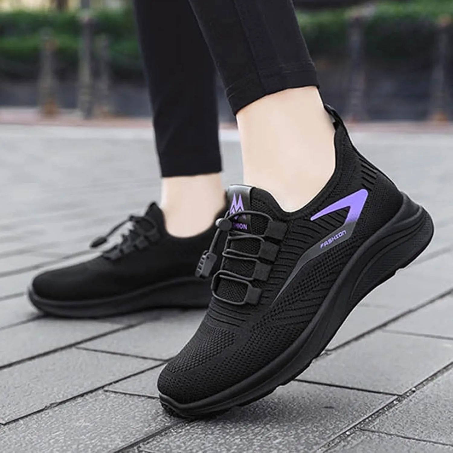 Womens Slip On Running Shoes Casual Non Slip Walking Shoes Lightweight Breathable Flat Workout Sneakers