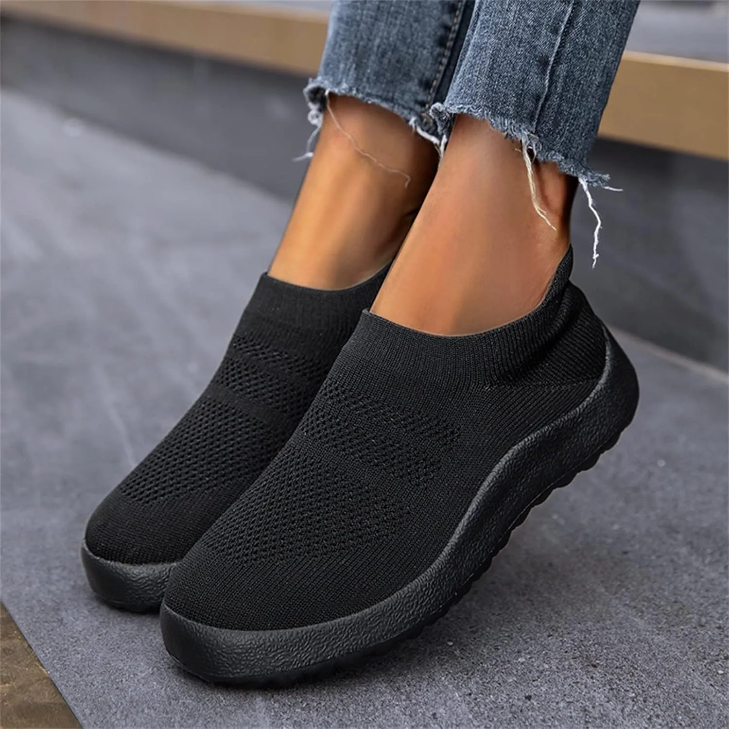 Women's Sneakers Wide Lightweight Work Slip Resistant Breathable Mens Black Running Shoes Women's Loafers with Arch Support Men Sneakers
