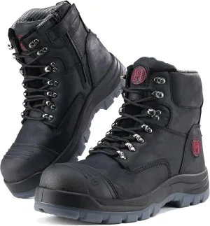 Work Boots for Men, Composite Toe, YKK Zipper, 6 inch, Non-Slip Safety Crazy Horse Leather Shoes, Static Dissipative, Breathable (81N07)