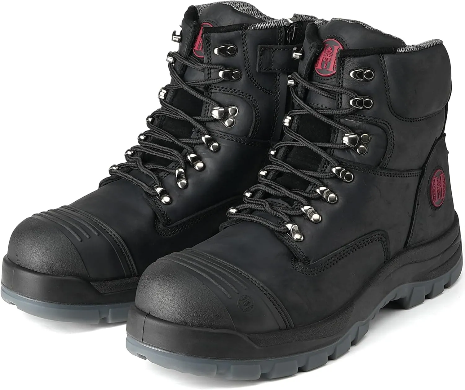 Work Boots for Men, Composite Toe, YKK Zipper, 6 inch, Non-Slip Safety Crazy Horse Leather Shoes, Static Dissipative, Breathable (81N07)
